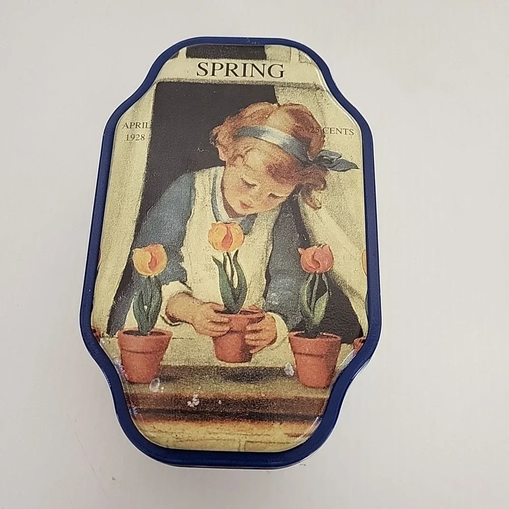 Vintage Good Housekeeping Set 4 Seasons Metal Tins Spring‎ Summer Autumn Winter